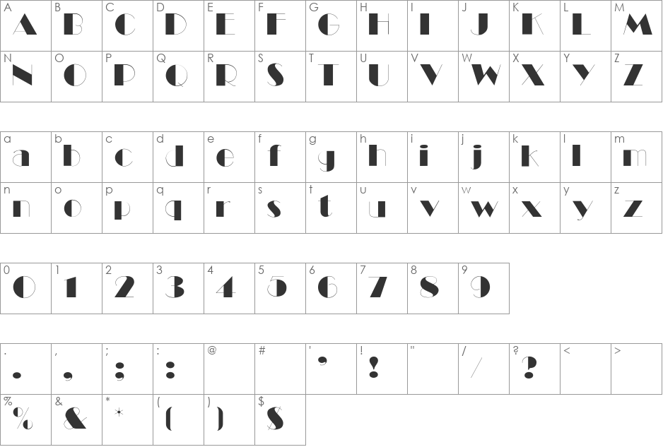 Ballet font character map preview