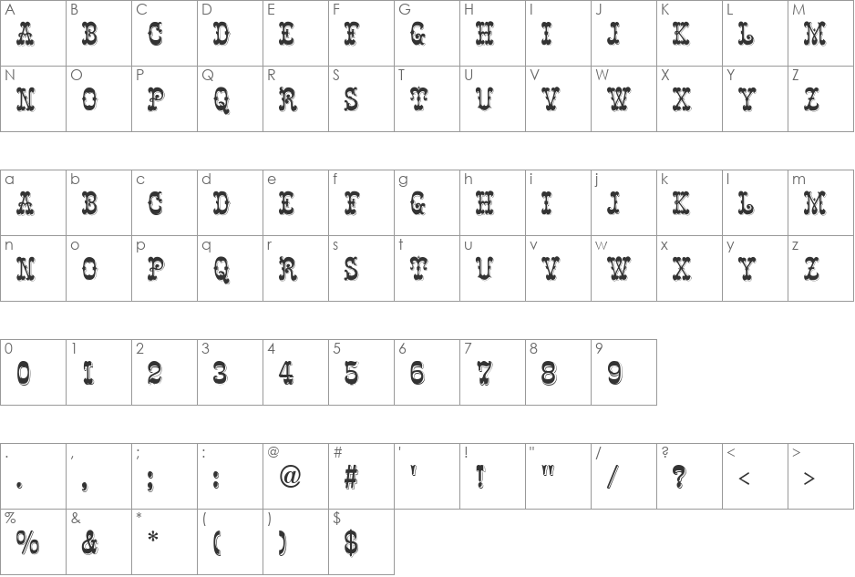 Ringmaster font character map preview