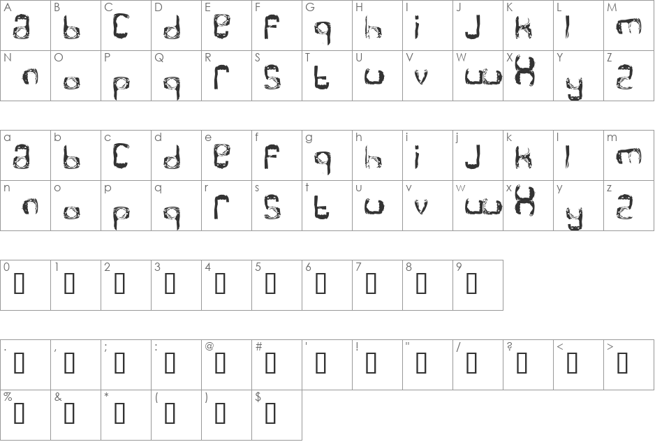 RINGPULL font character map preview