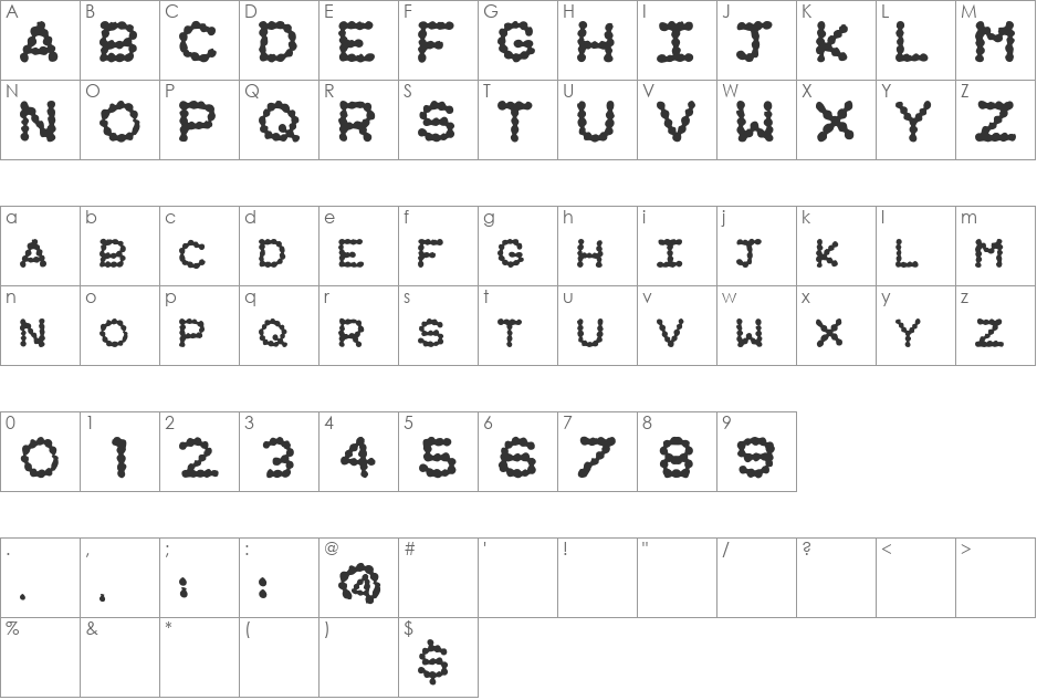Ringworm font character map preview