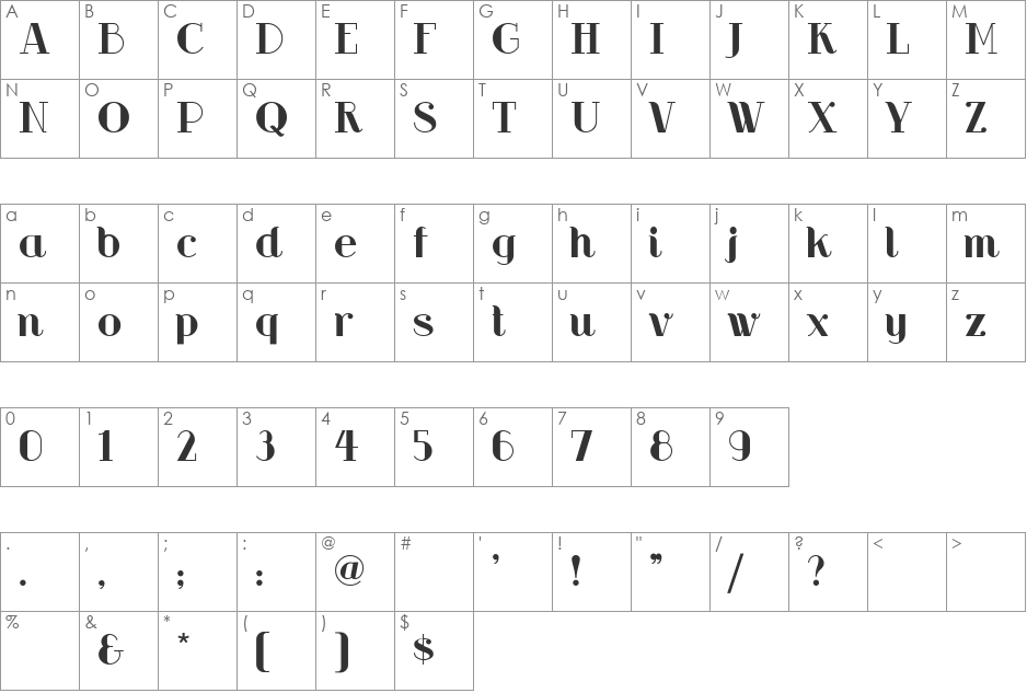 Riot Squad NF font character map preview