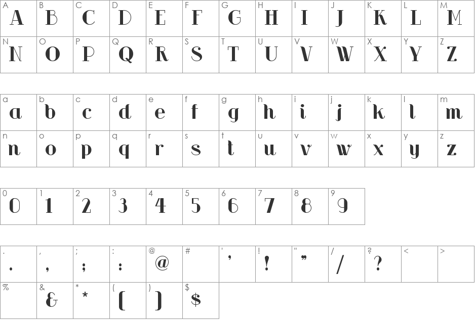 RiotSquad font character map preview