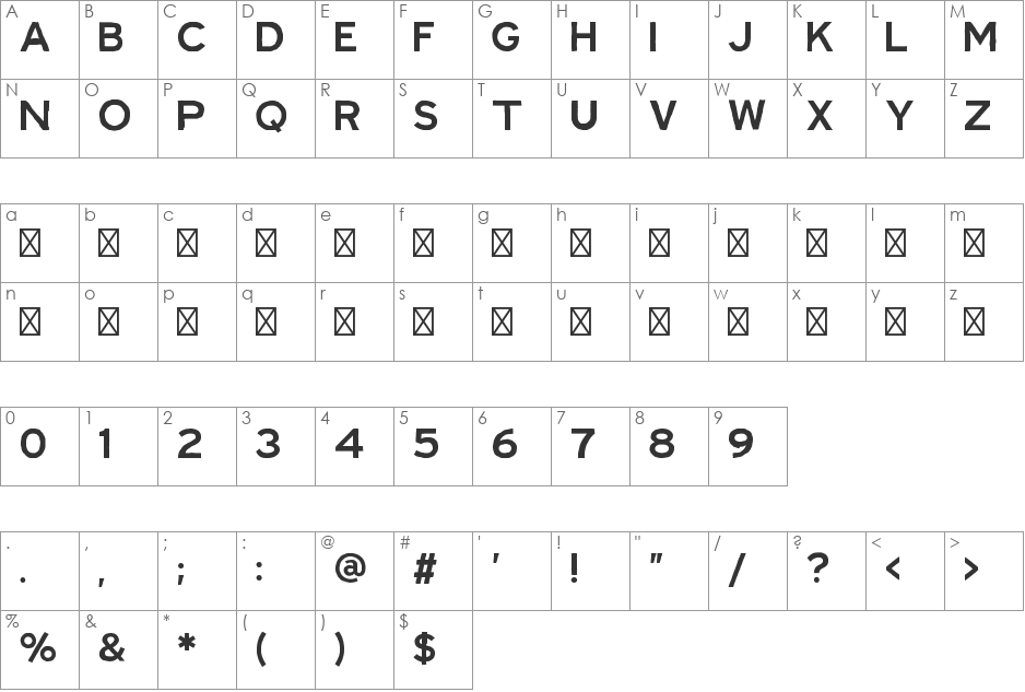 Ripple font character map preview