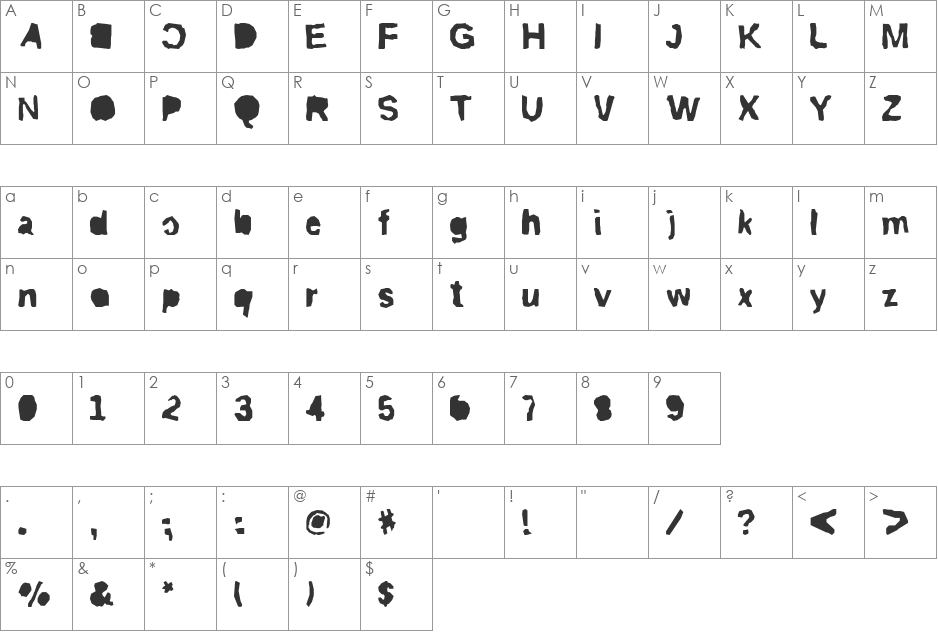 ripTRASHcut font character map preview