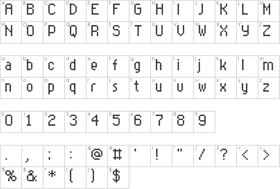 RittswoodOffice_Lg_08 font character map preview
