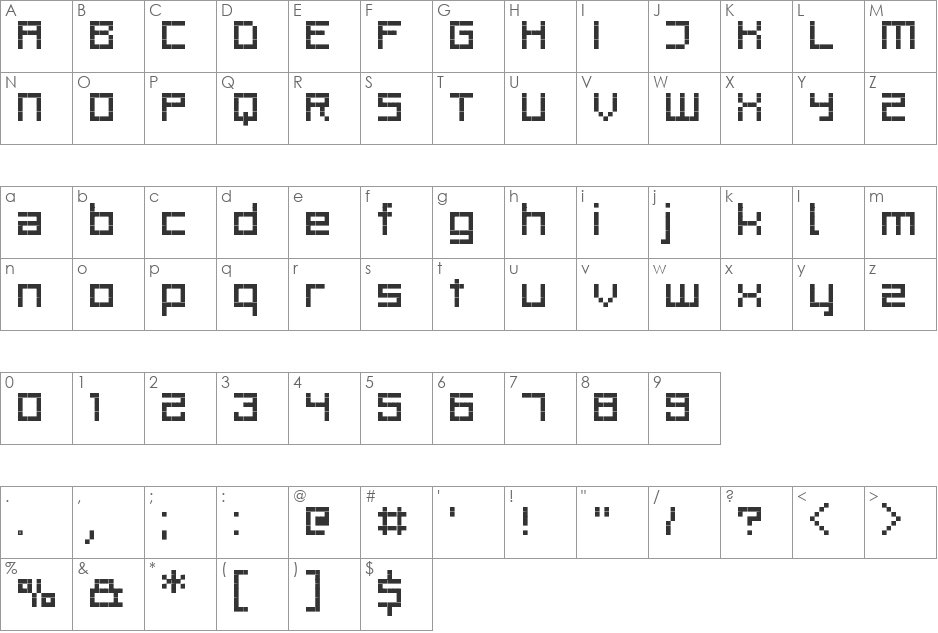 RittswoodProfile_6_bld font character map preview