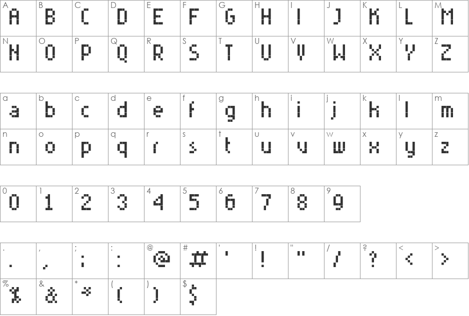 RittswoodYoungEx_7 font character map preview
