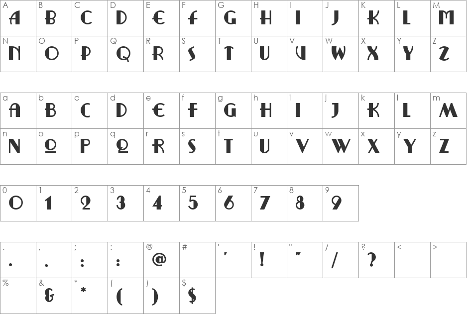 RitzyRemixNF font character map preview