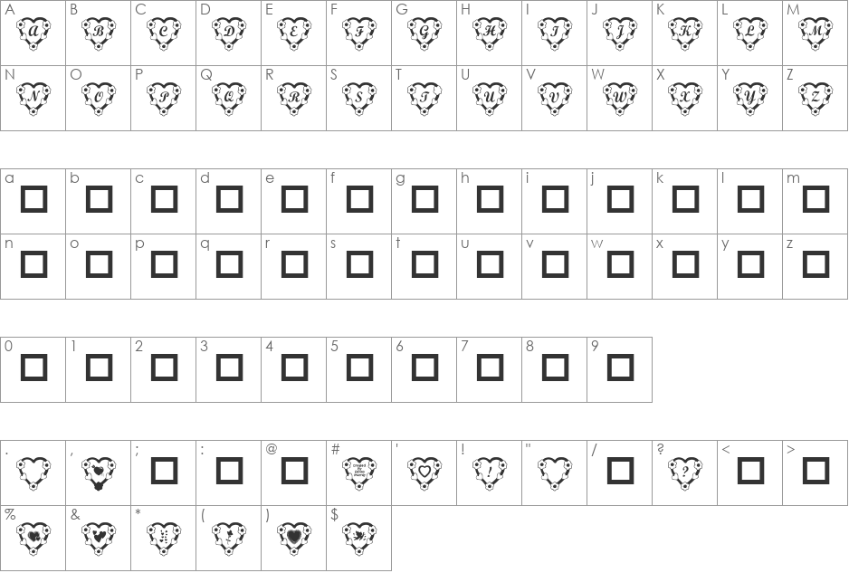 RMFLWRHT font character map preview