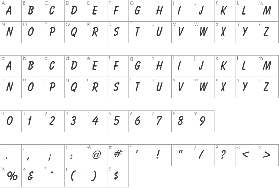 Balloon Bold font character map preview