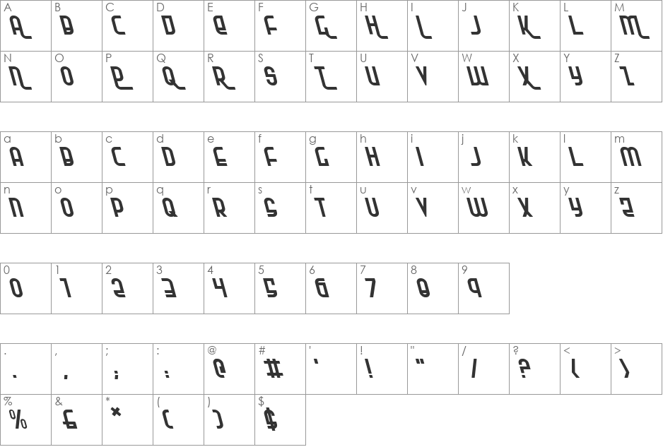 Ro'Ki'Kier Leftalic font character map preview