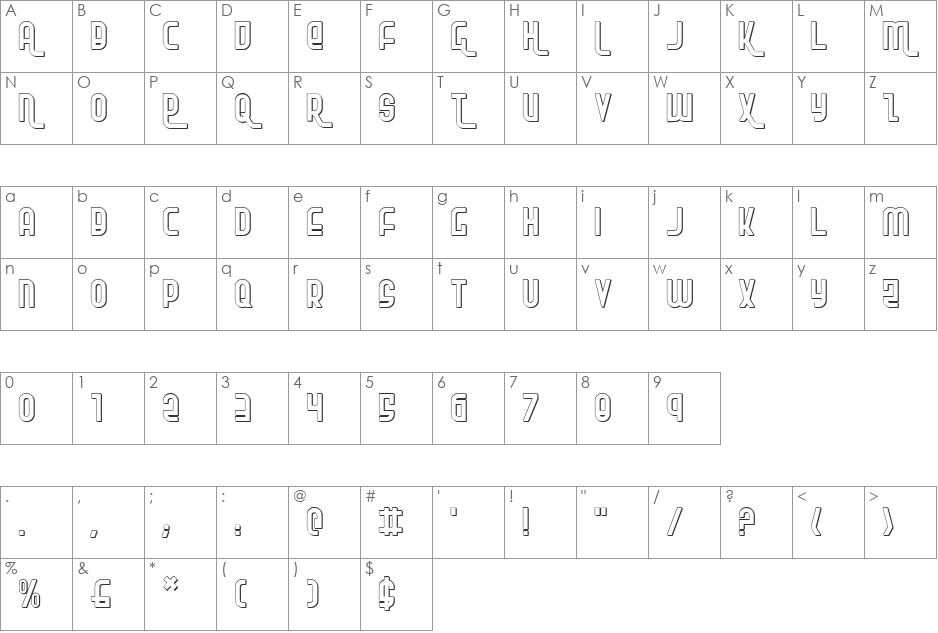 Ro'Ki'Kier Shadow font character map preview