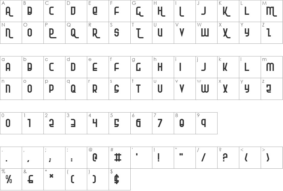 Ro'Ki'Kier Shadow Italic font character map preview