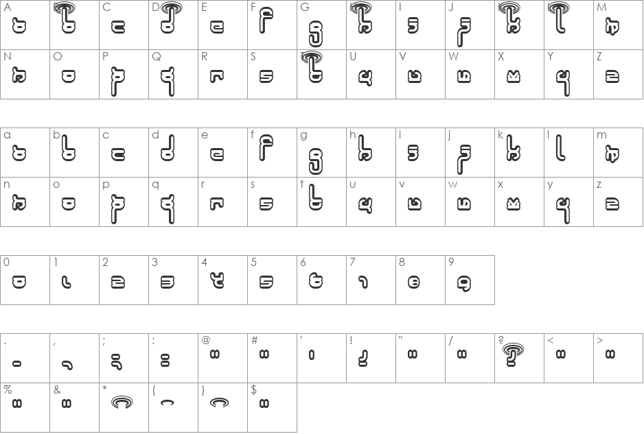 Robokid font character map preview