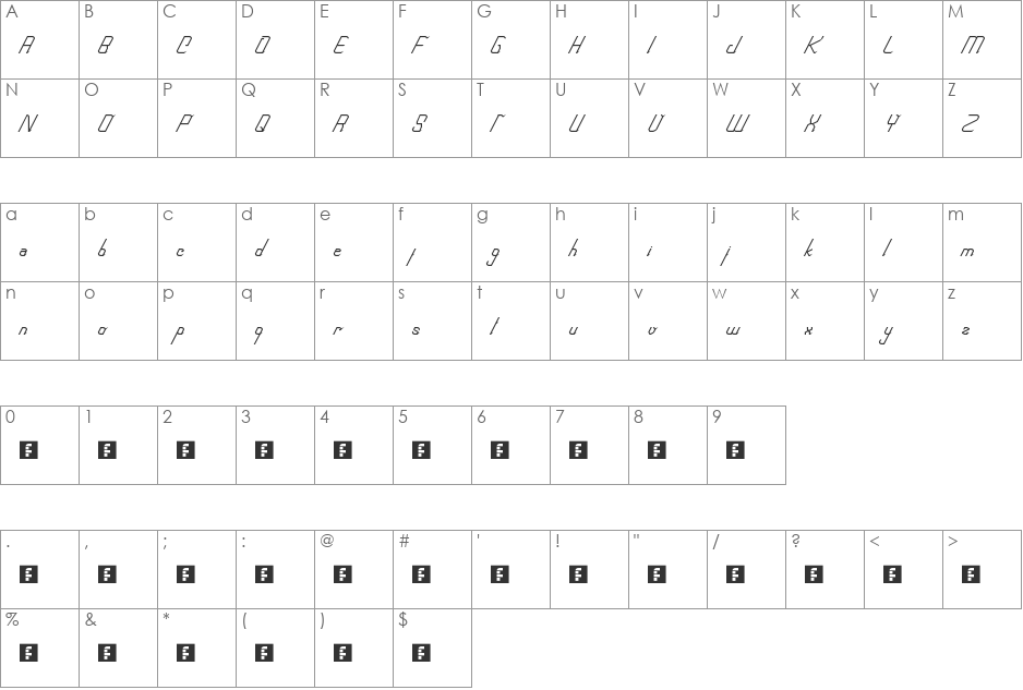 roboscript font character map preview