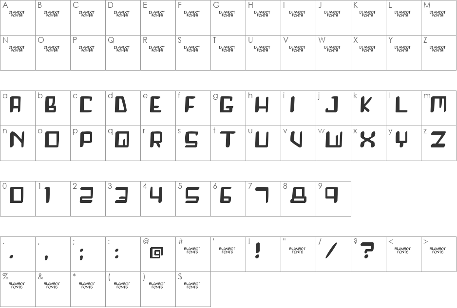 Roboshemp font character map preview