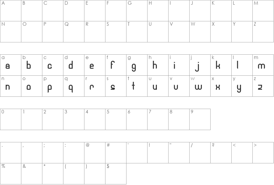 robotech font character map preview