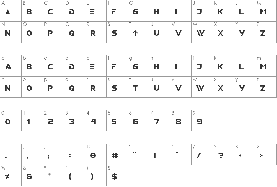 ROBOTECH GX font character map preview