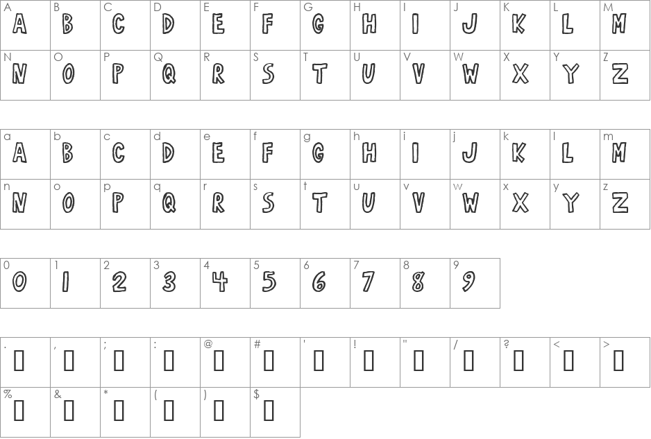 RobustA font character map preview