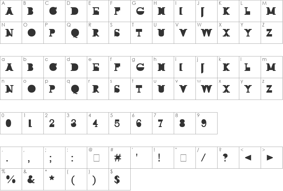 ROCK MODUS font character map preview