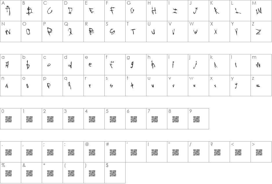RockBait font character map preview