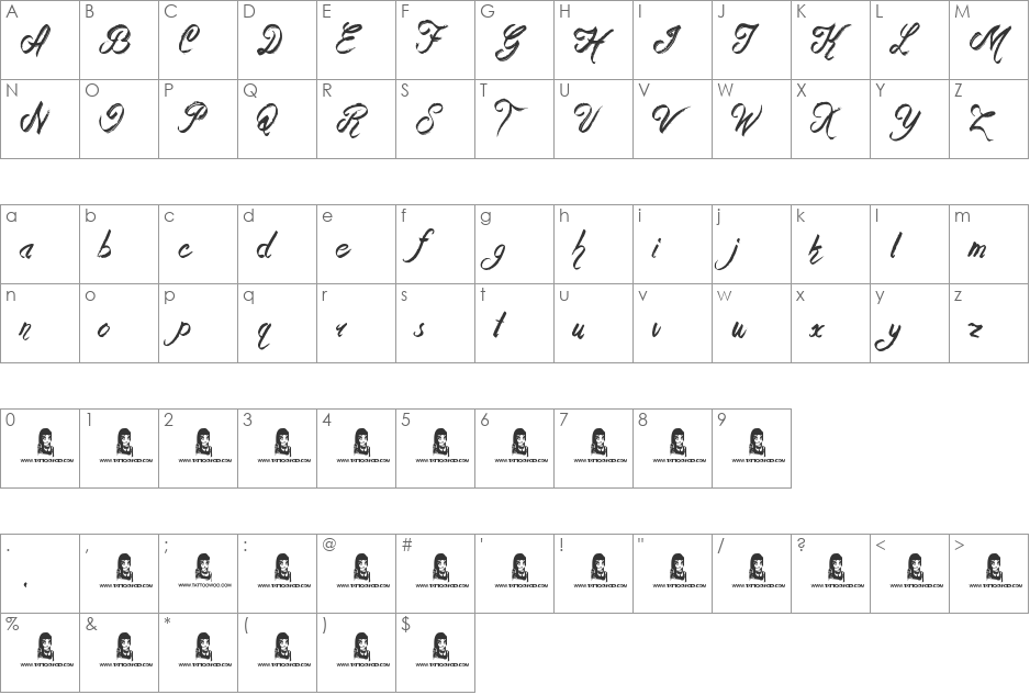 Rockers font character map preview