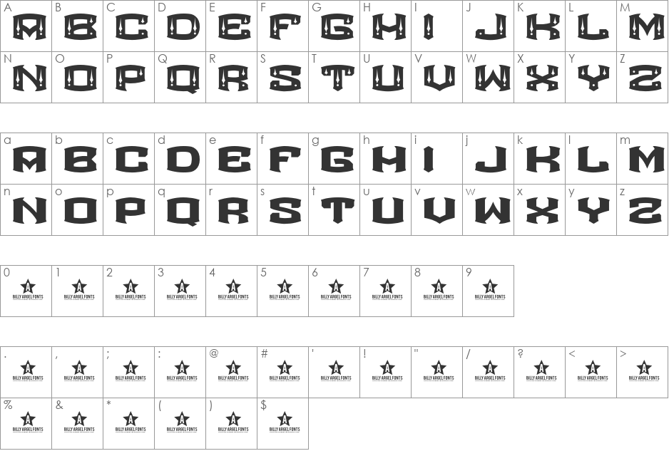 ROCKETAIR font character map preview