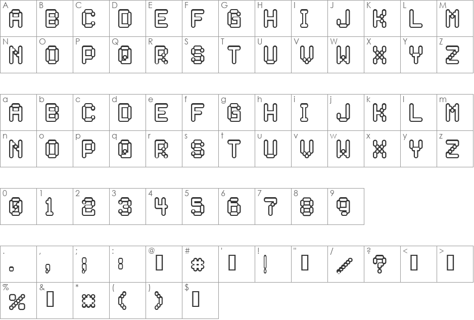 Rocketman font character map preview