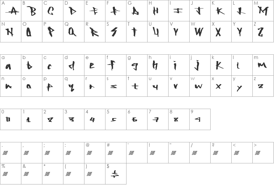 RockingTimes font character map preview