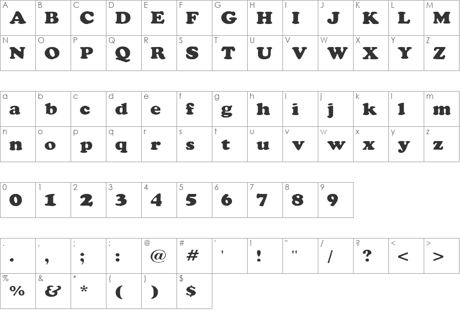 Rockletter Simple font character map preview