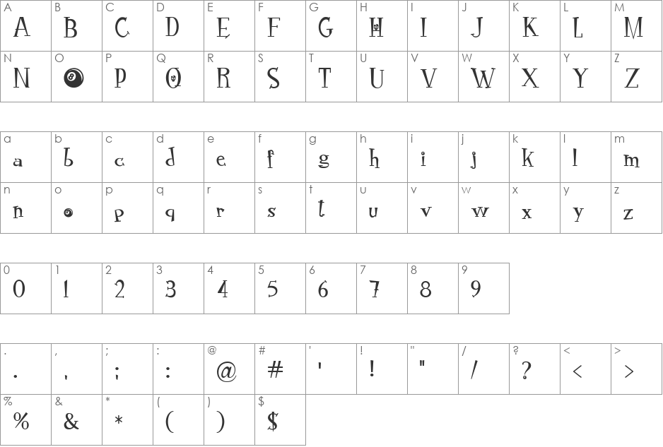 RocknRoll Typo Special font character map preview