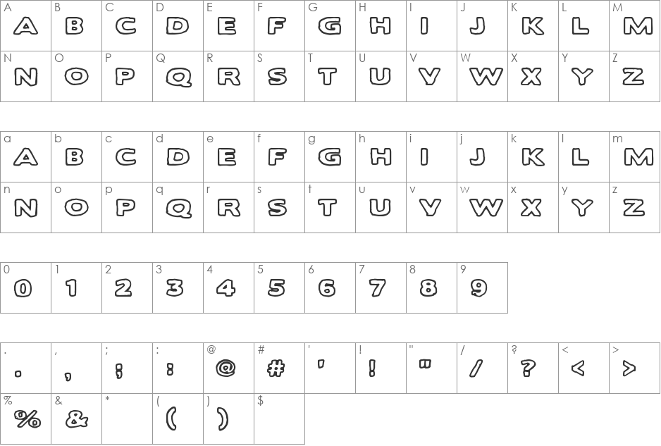 Balochisaurus font character map preview