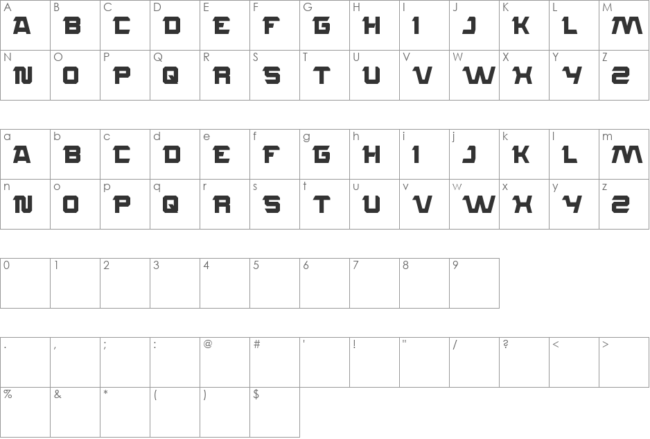 ROCKSTEADY font character map preview