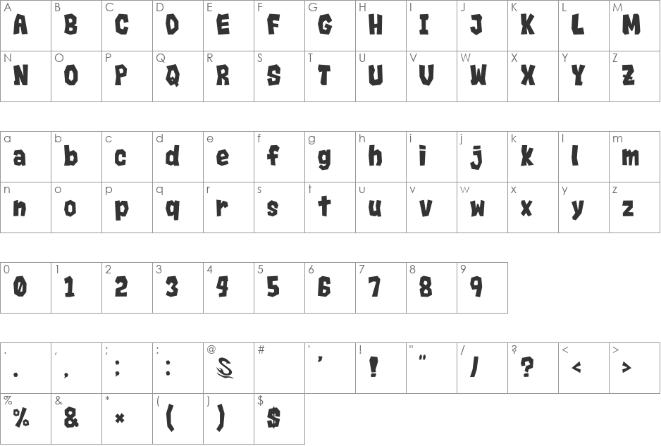 Rocks__G font character map preview