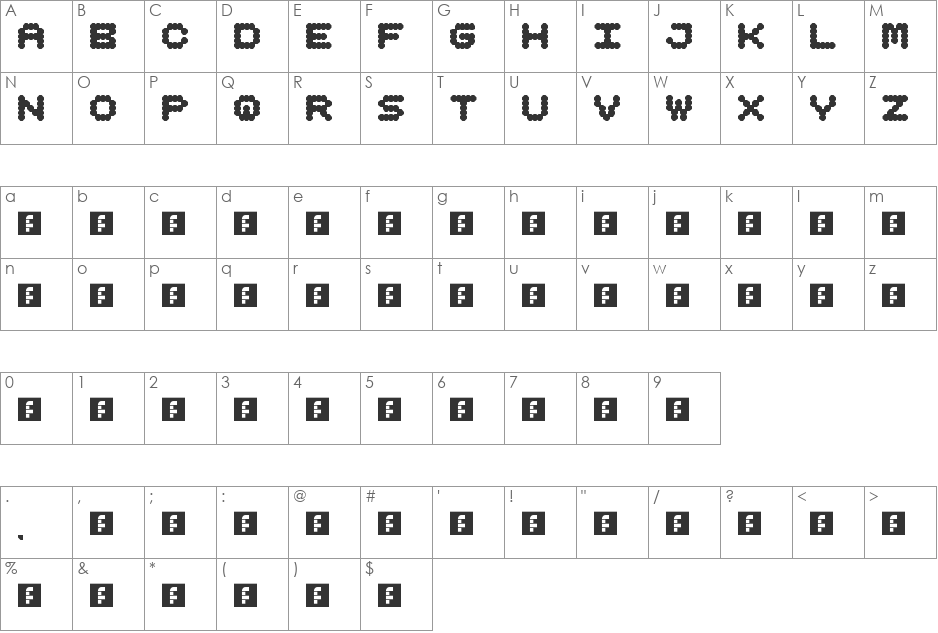 Rocky font character map preview