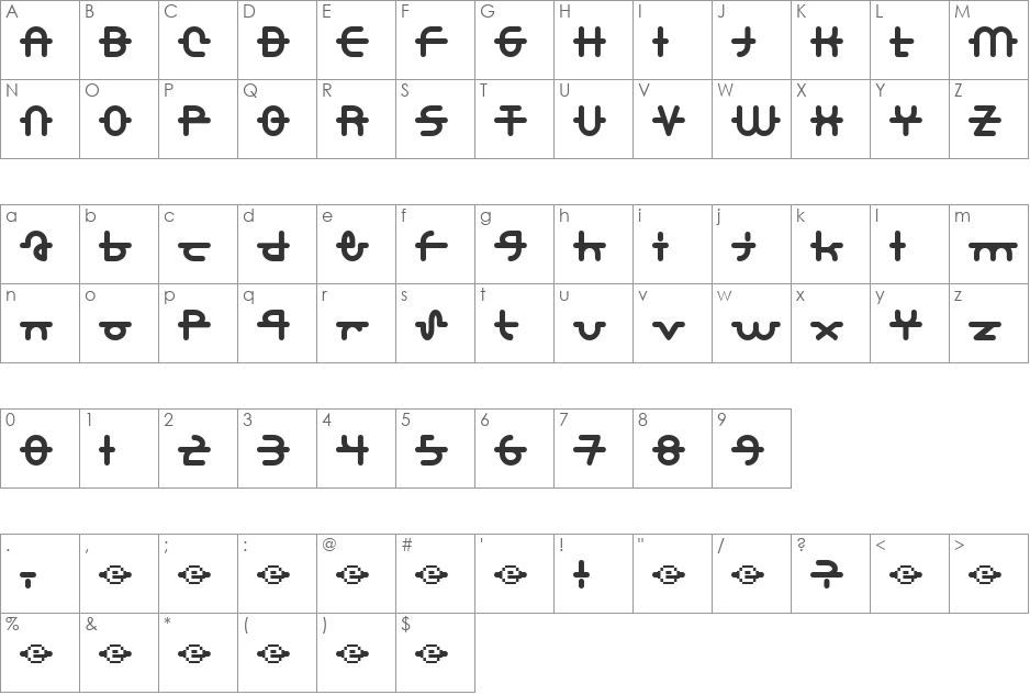A.Lewis font character map preview