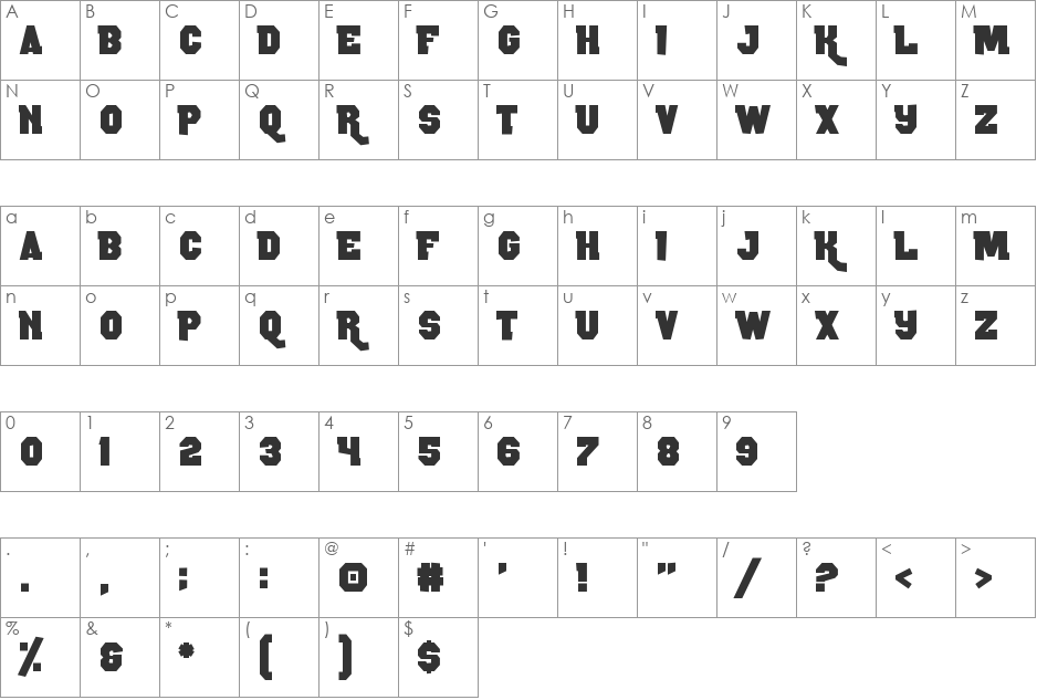 Rocky Road font character map preview
