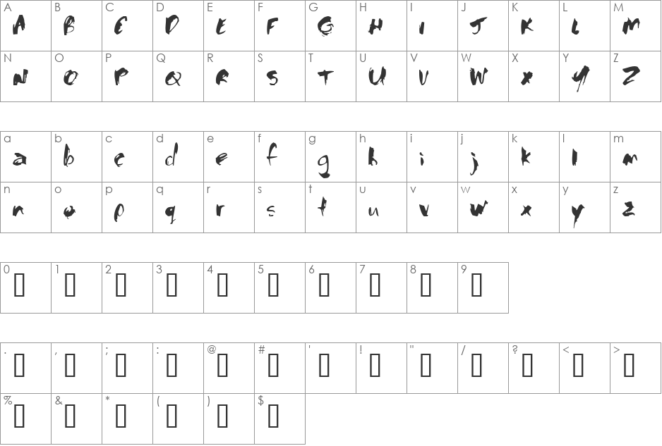 Baloney font character map preview