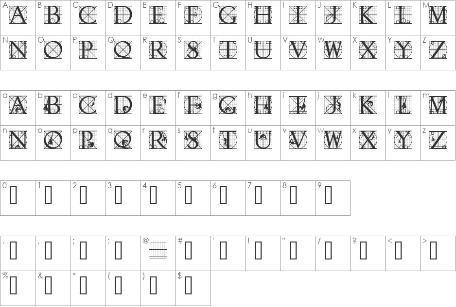 RodGauApes font character map preview