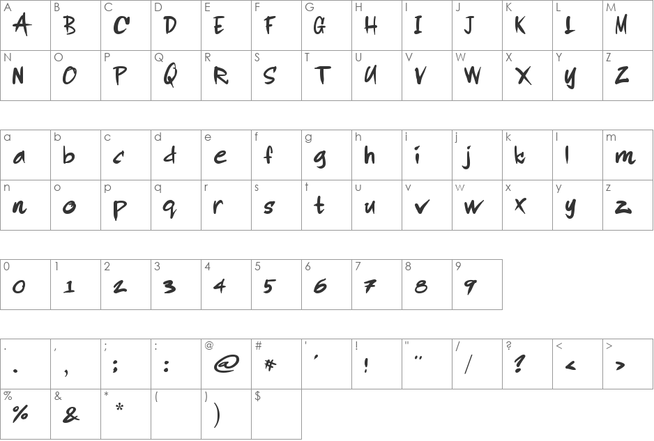 Rodi de Asis font character map preview