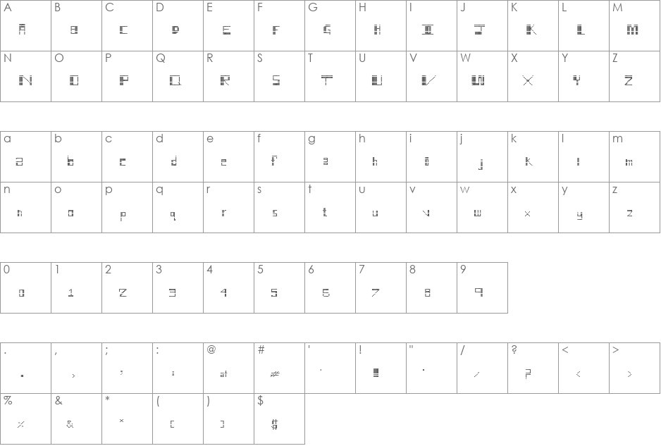 Roeisawesome font character map preview
