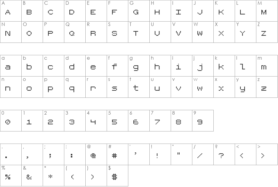 Roentgen NBP font character map preview