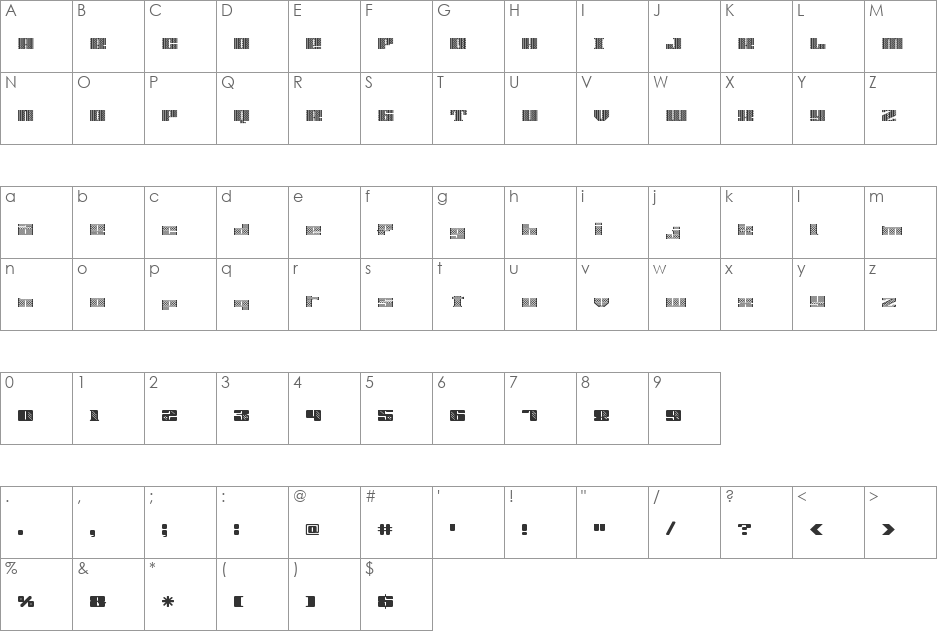 rof top font character map preview