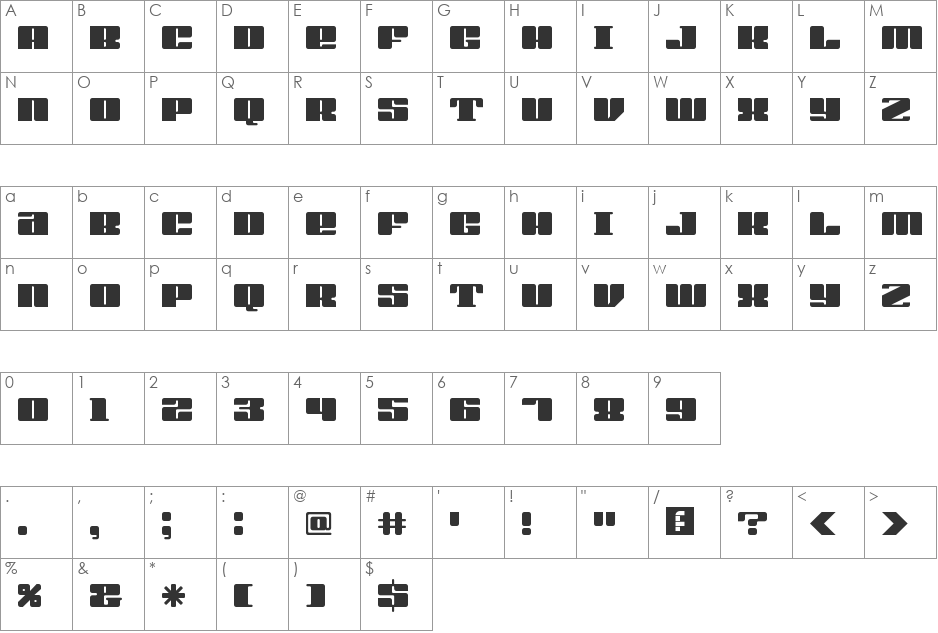 rof top simple font character map preview