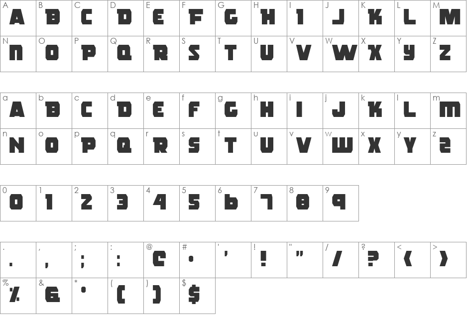 Rogue Hero font character map preview