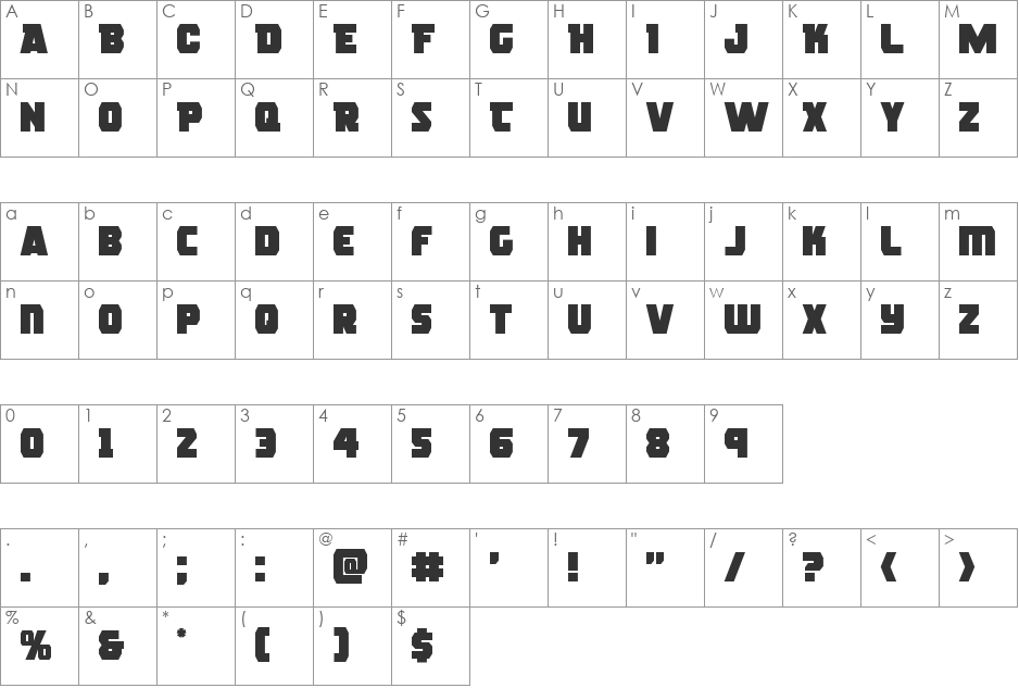 Rogue Hero Super-Italic font character map preview