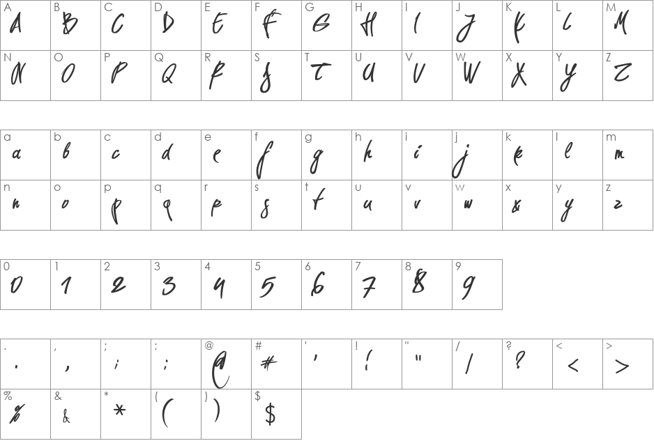 rokasfreestyle1 font character map preview