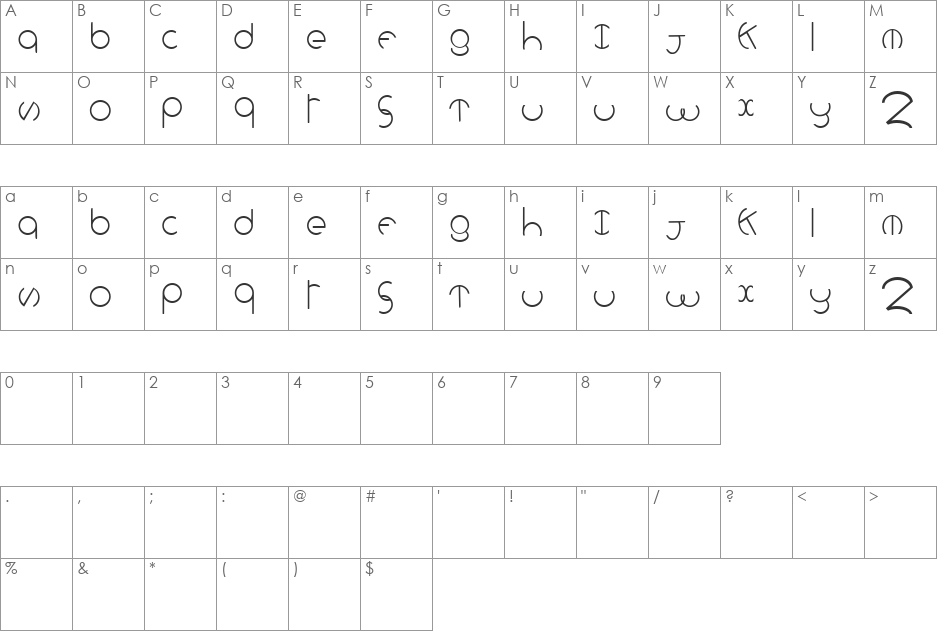 rollingdeep font character map preview