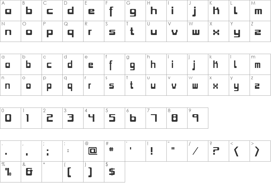 Roman Castor font character map preview