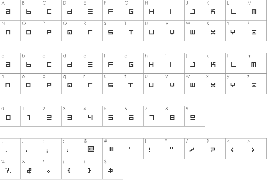BalticInterfaceNet font character map preview
